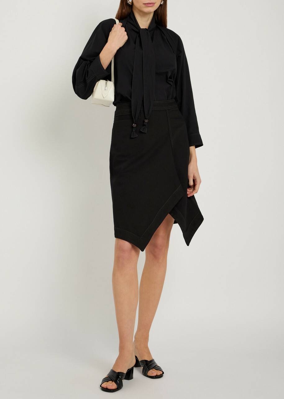 Lemaire Asymmetric Denim Mini Skirt Black