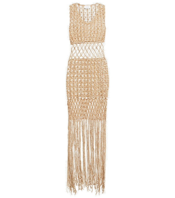 Photo: Anna Kosturova Fringe-trimmed crochet midi dress