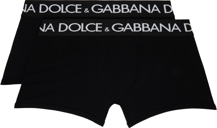 Photo: Dolce&Gabbana Two-Pack Black Cotton Jersey Boxers