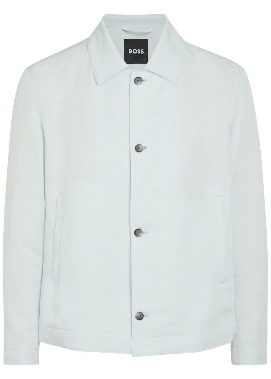 Boss Carper Woven Overshirt Light Blue