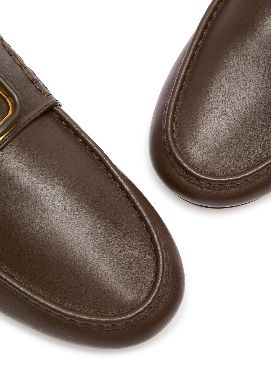 Valentino Vlogo Leather Loafers Brown