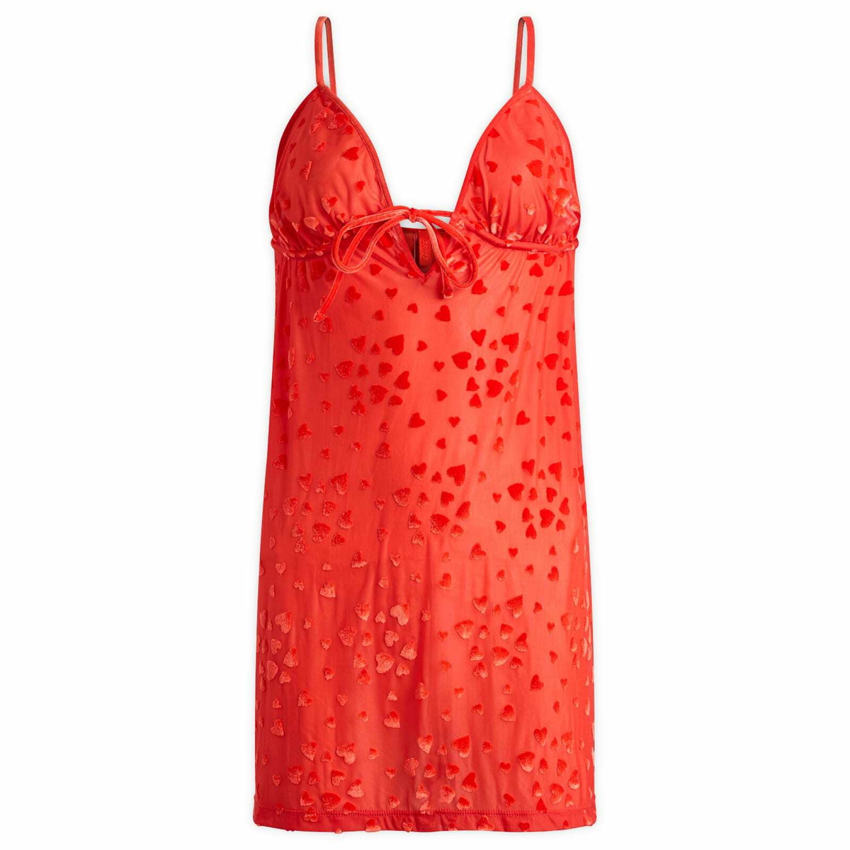 SKIMS Women's Sheer Velvet Burnout Straight Neck Mini Dress in Ruby