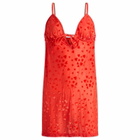 SKIMS Women's Sheer Velvet Burnout Straight Neck Mini Dress in Ruby