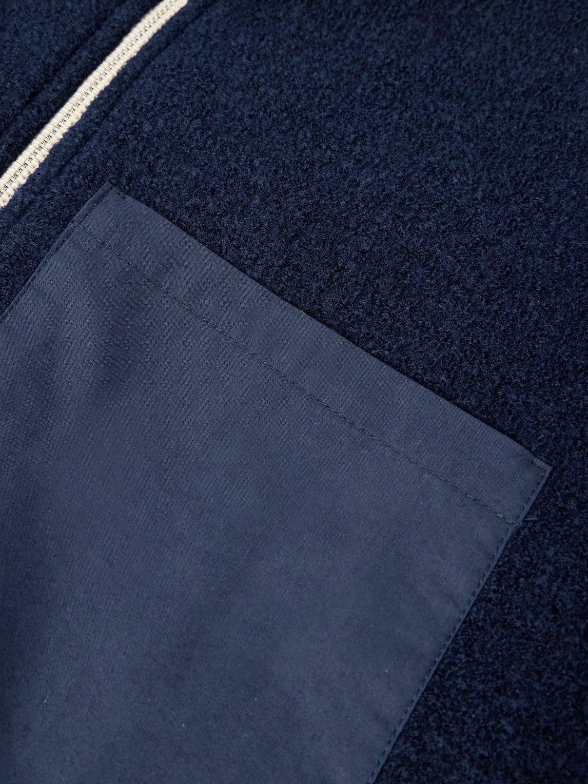 De Bonne Facture - Cotton-Trimmed Brushed-Wool Jacket - Blue