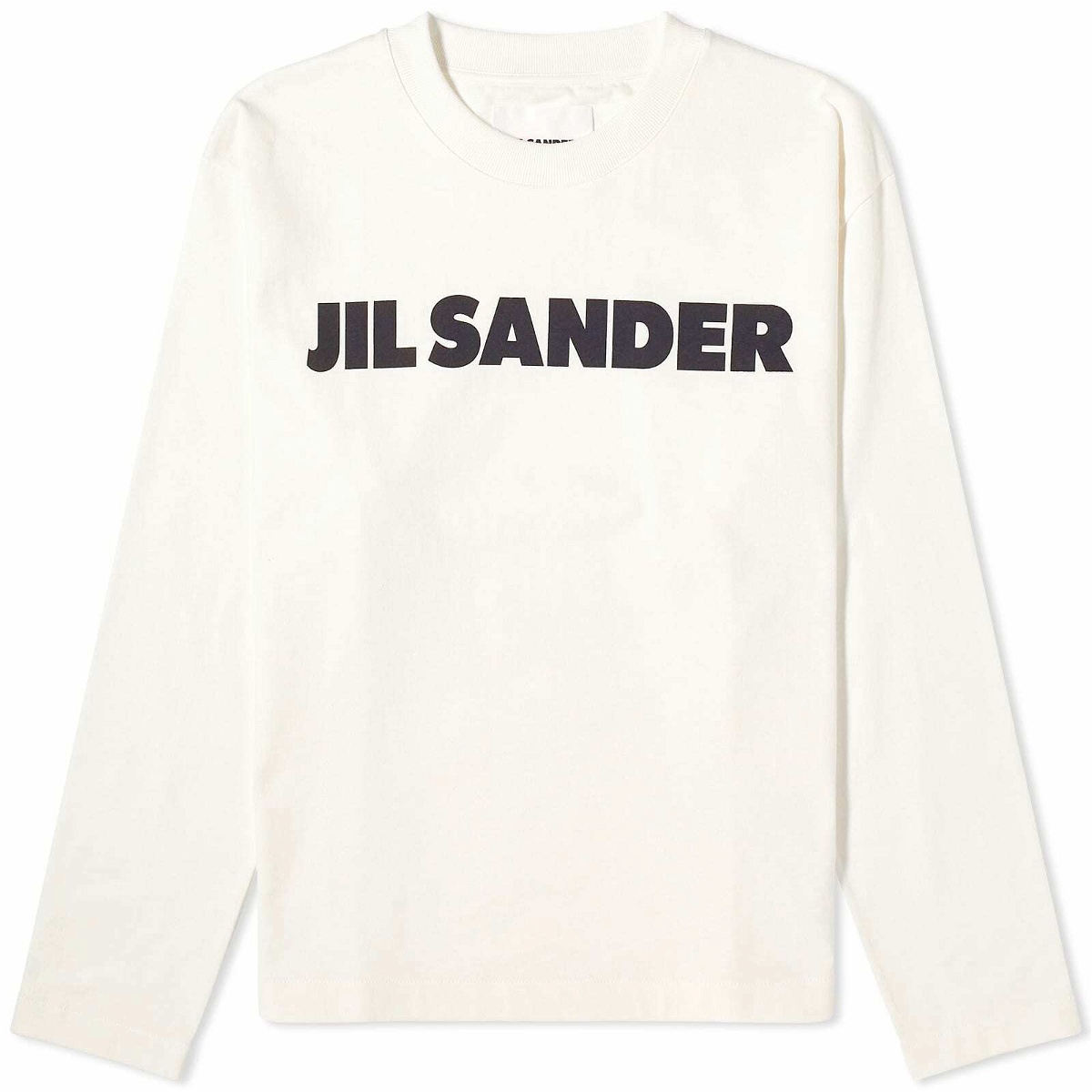 Photo: Jil Sander Women's Long Sleeve Logo T-Shirt in Porcelain