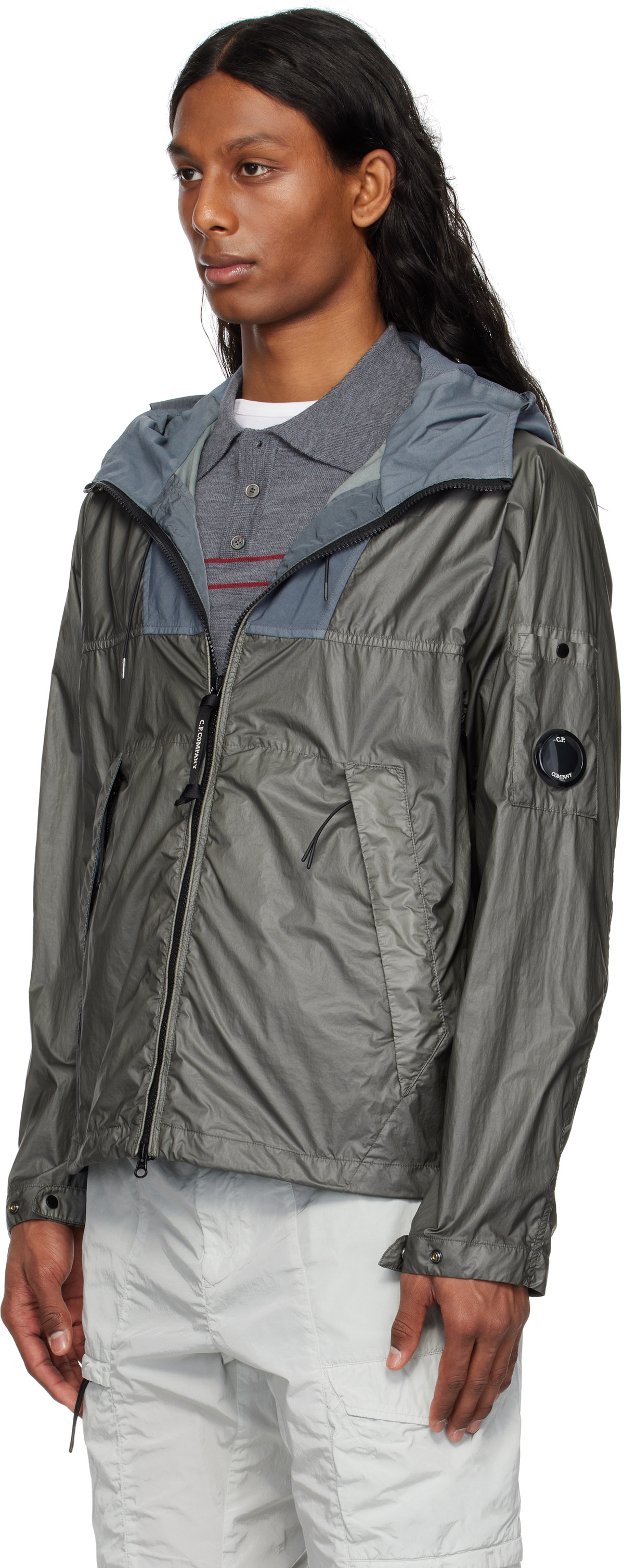 C.P. Company Gray CS II Mixed Hooded Lens Jacket C.P. Company