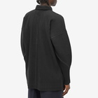 Homme Plissé Issey Miyake Men's Long Sleeve Pleat Quarter Zip Polo Shirt in Black