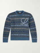 LOEWE - Logo-Intarsia Wool-Blend Sweater - Blue
