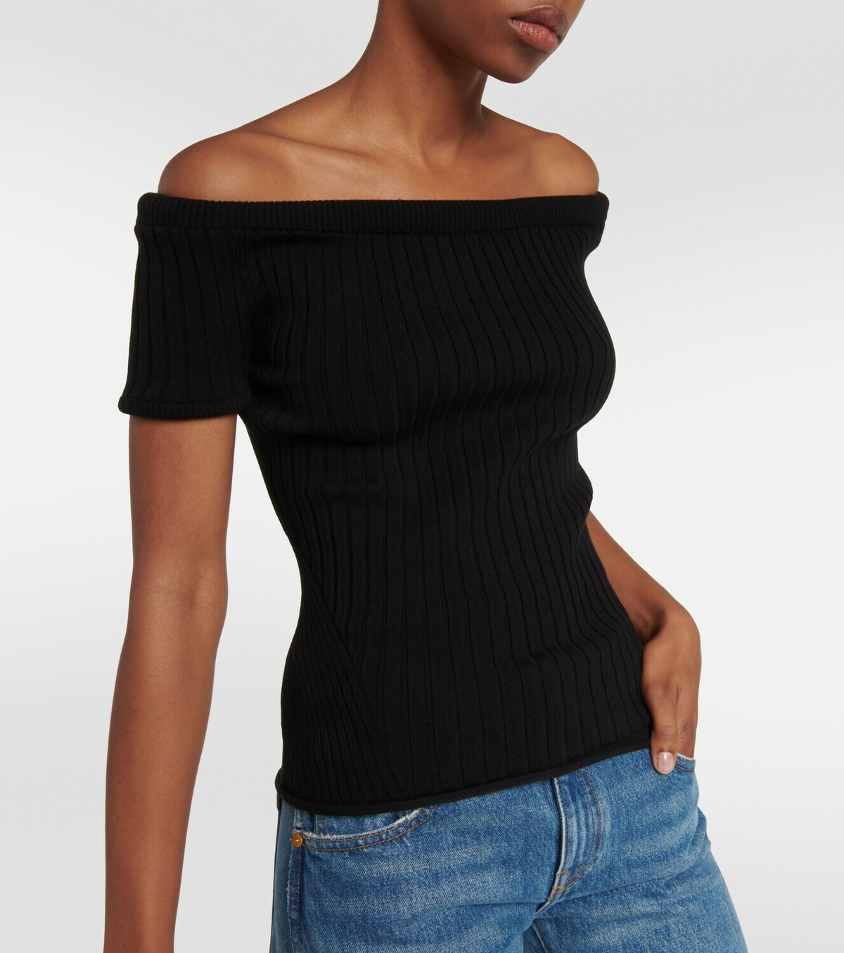 Khaite Ricki off-the-shoulder wool-blend top