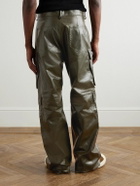 Rick Owens - Straight-Leg Leather Cargo Trousers - Green