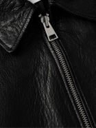 AMI PARIS - Textured-Leather Bomber Jacket - Black