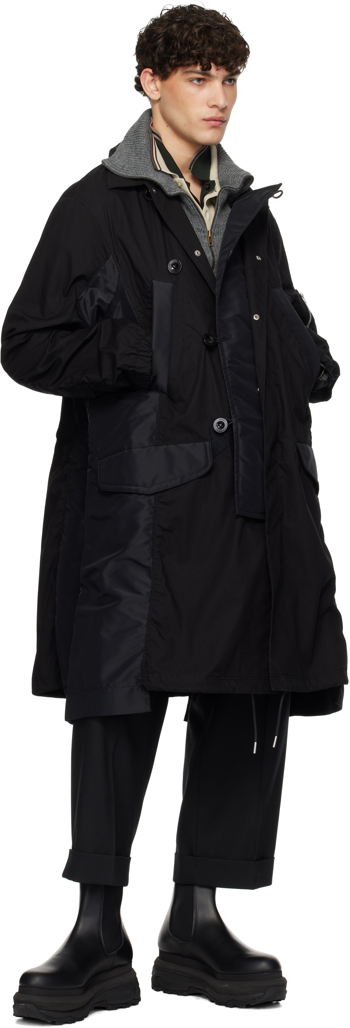sacai Black Military Coat Sacai