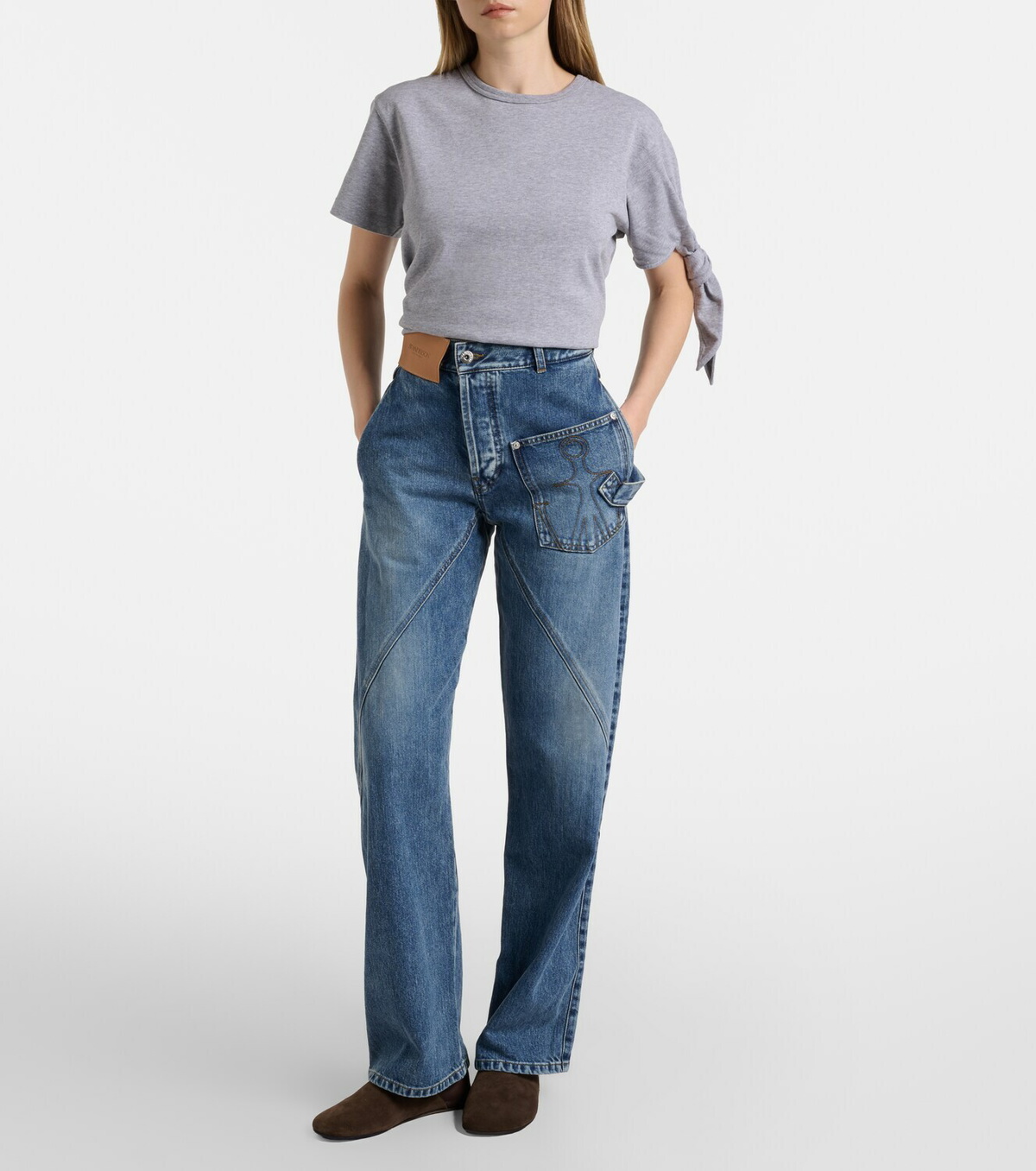 JW Anderson Embroidered high-rise straight jeans