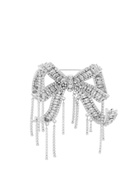 Self-portrait Bow Crystal-embellished Silver-plated Brooch - One Size