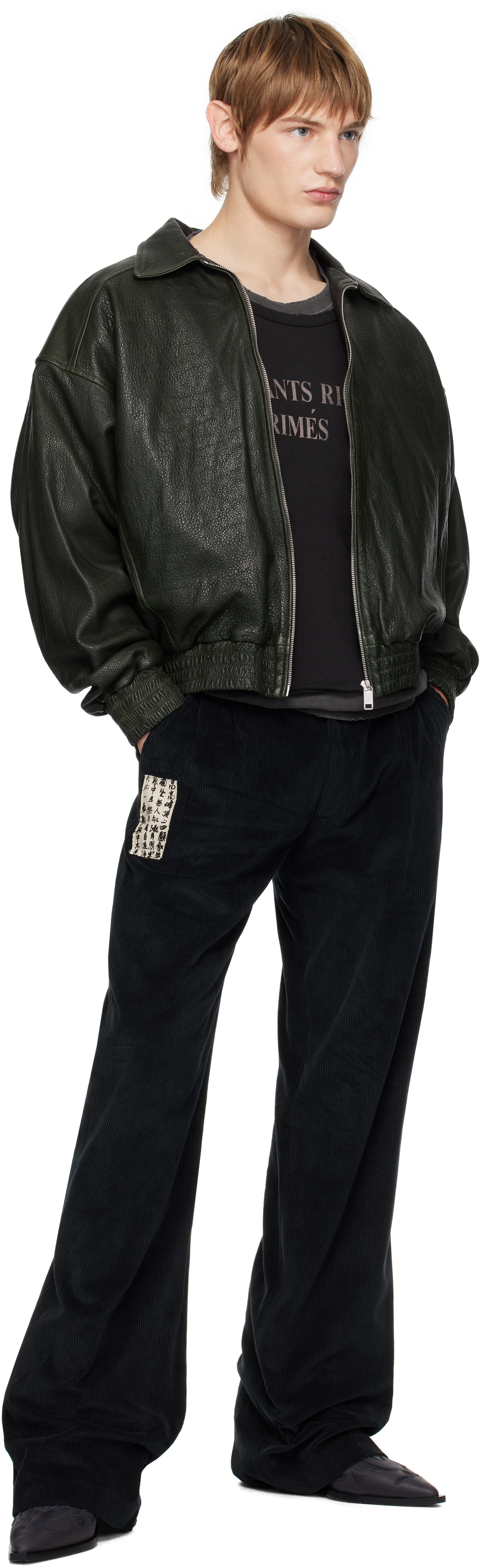 ENFANTS RICHES DÉPRIMÉS | JAP PRINT LEATHER ZIP UP JACKET