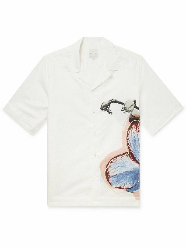 Photo: Paul Smith - Convertible-Collar Printed Linen and Cotton-Blend Shirt - White