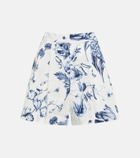 Oscar de la Renta Floral cotton poplin shorts