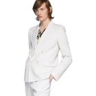 Saint Laurent White Wool Tailored Double-Breasted Blazer