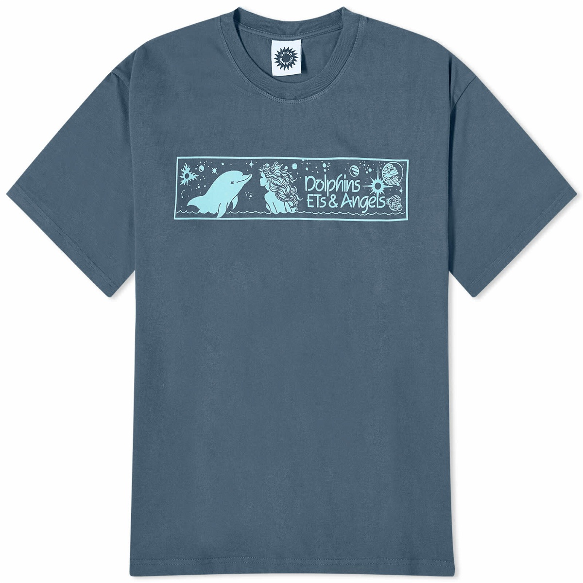 Photo: Good Morning Tapes Men's Dolphins, Ets & Angels T-Shirt in Abyss