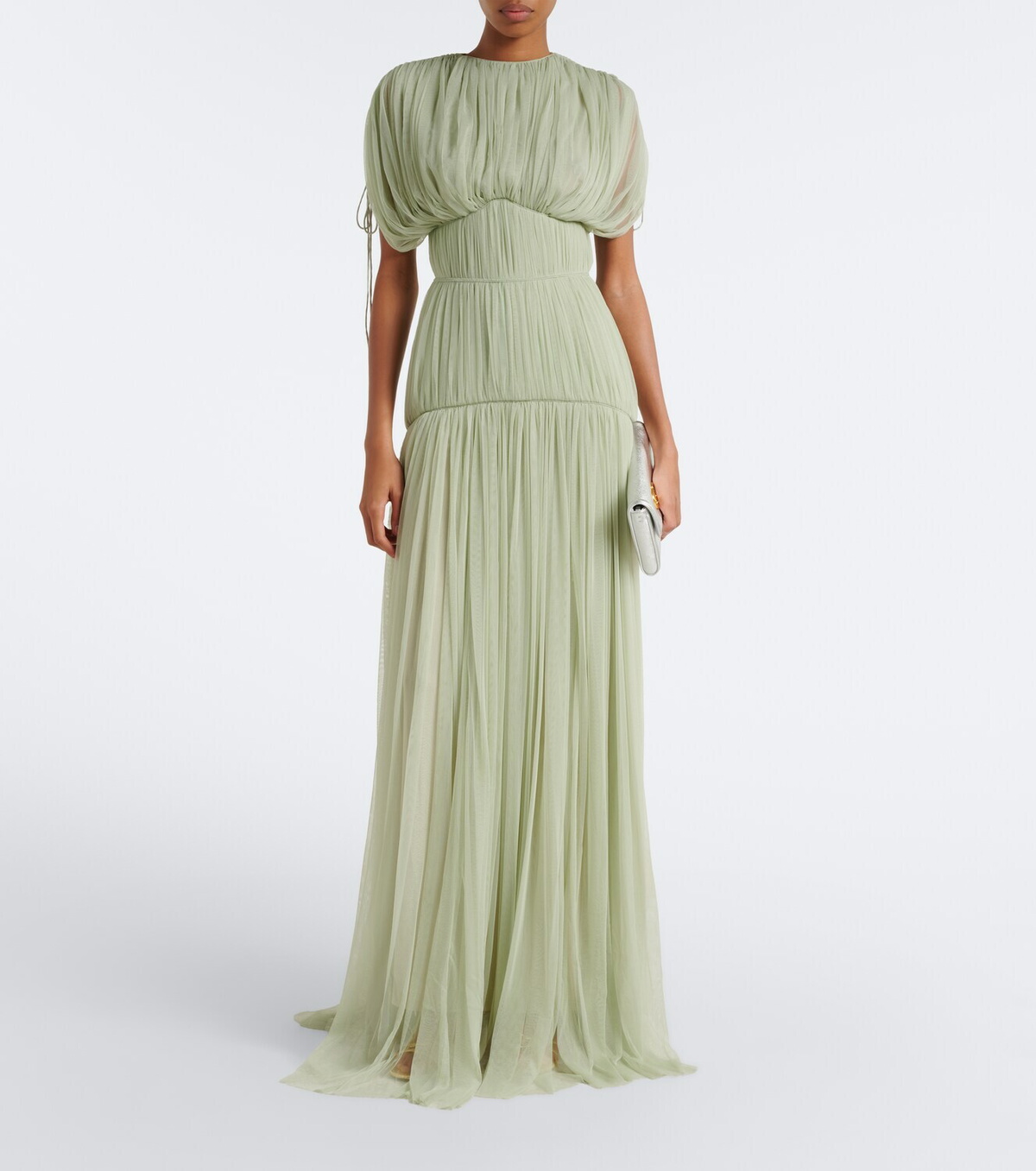 De La Vali Nymera pleated tulle corset gown