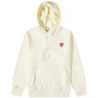 Comme des Garçons Play Men's Red Heart Pullover Hoody in Ivory