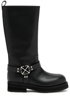 Off-white Off Track Leather Panelled Knee-high Boot Black