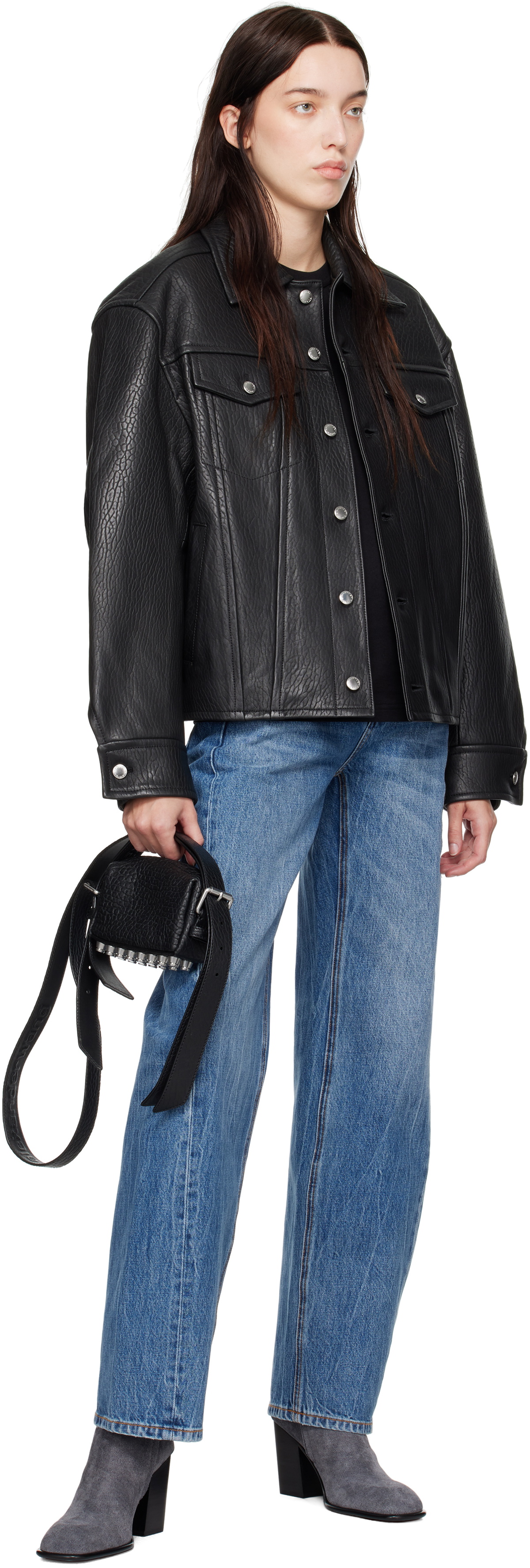 Alexander Wang Black Lambskin Trucker Leather Jacket Alexander Wang Black Lambskin Trucker Leather Jacket