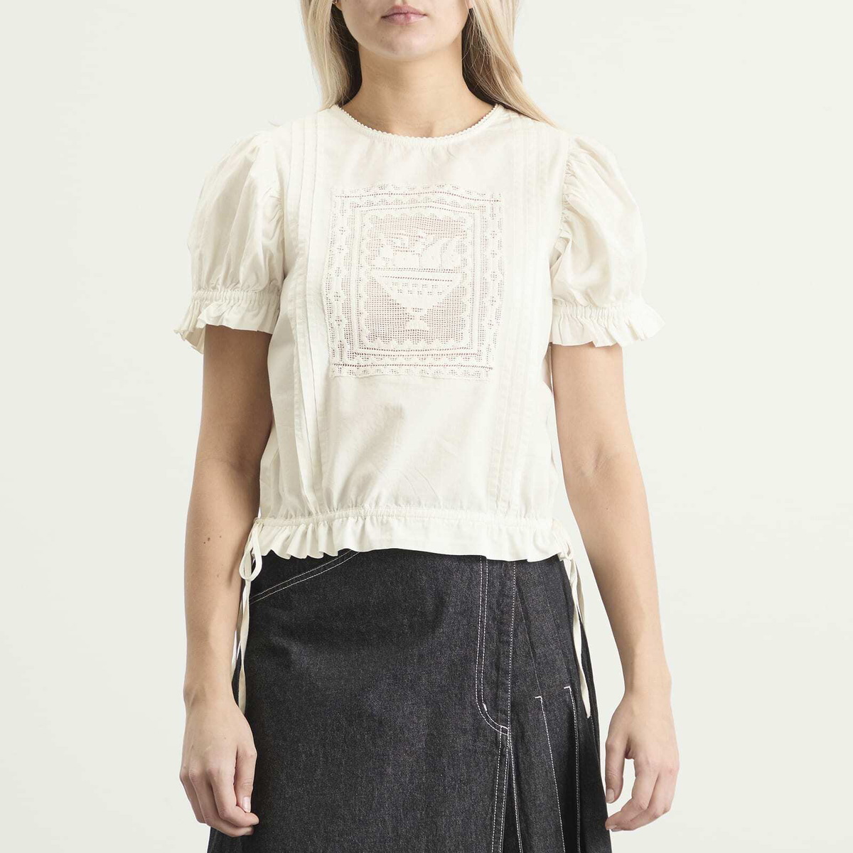 Damson Madder Women's Mabel Lace Insert Blouse in White