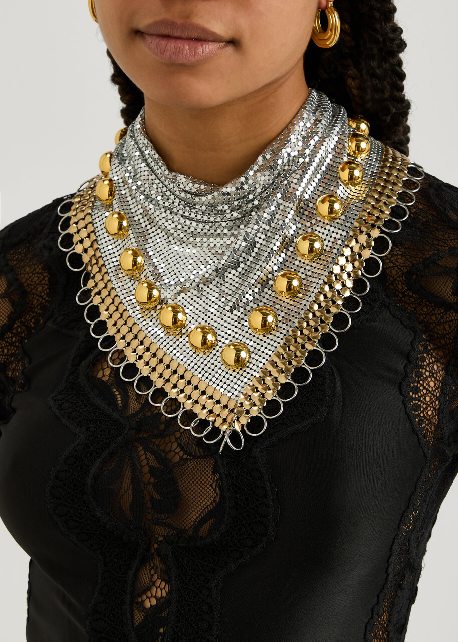 Rabanne Embellished Chainmail Scarf - Silver - One Size Paco