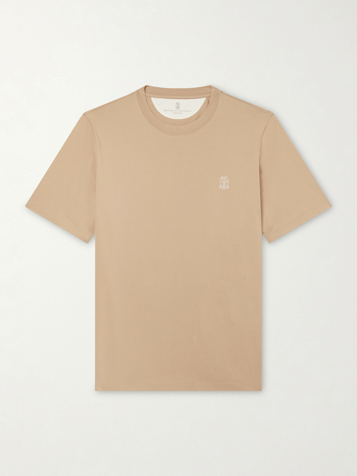 Brunello Cucinelli - Logo-Print Cotton-Jersey T-Shirt - Brown