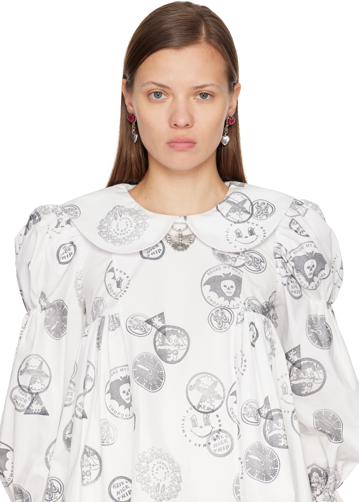 Chopova Lowena Entwined Heart Drop Earrings