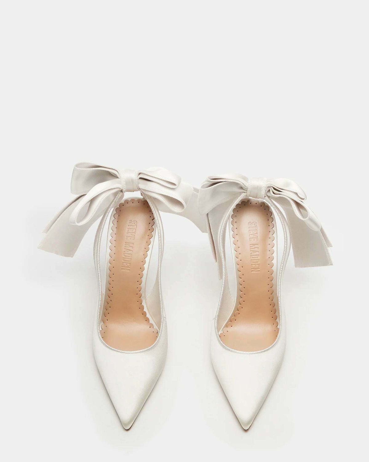 Steve Madden Teacup Heels in White Satin