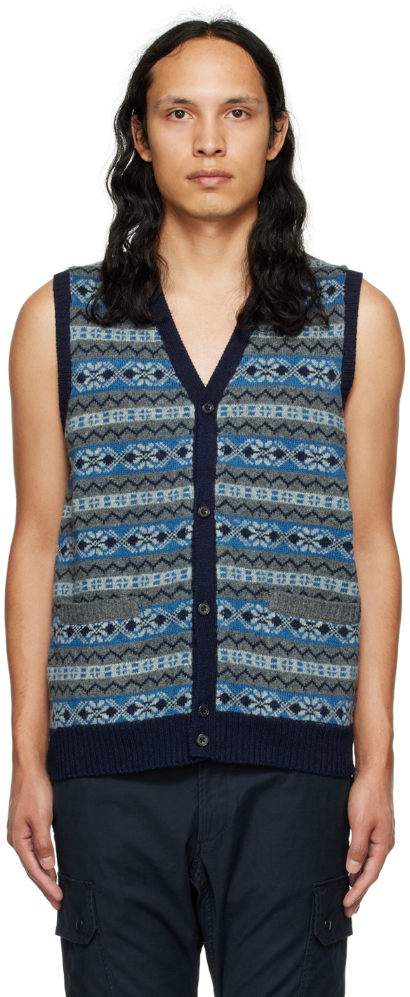 BEAMS PLUS Gray Fair Isle Vest Beams Plus