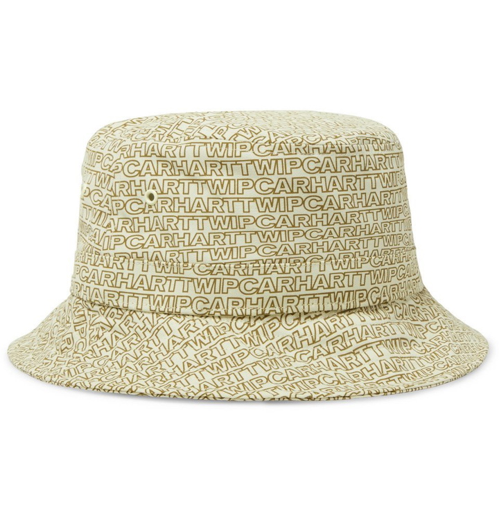 Photo: Carhartt WIP - Typo Logo-Print Cotton-Canvas Bucket Hat - Off-white