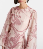 Erdem Draped floral silk voile gown