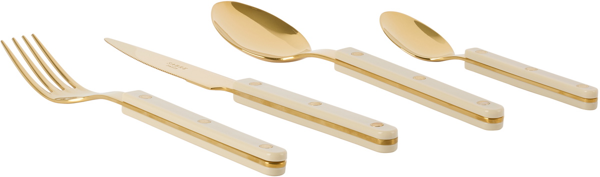 Sabre Gold & Beige Bistrot Solid Flatware Set, 4 pcs
