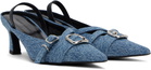 Justine Clenquet Blue Joan Slingback Heels