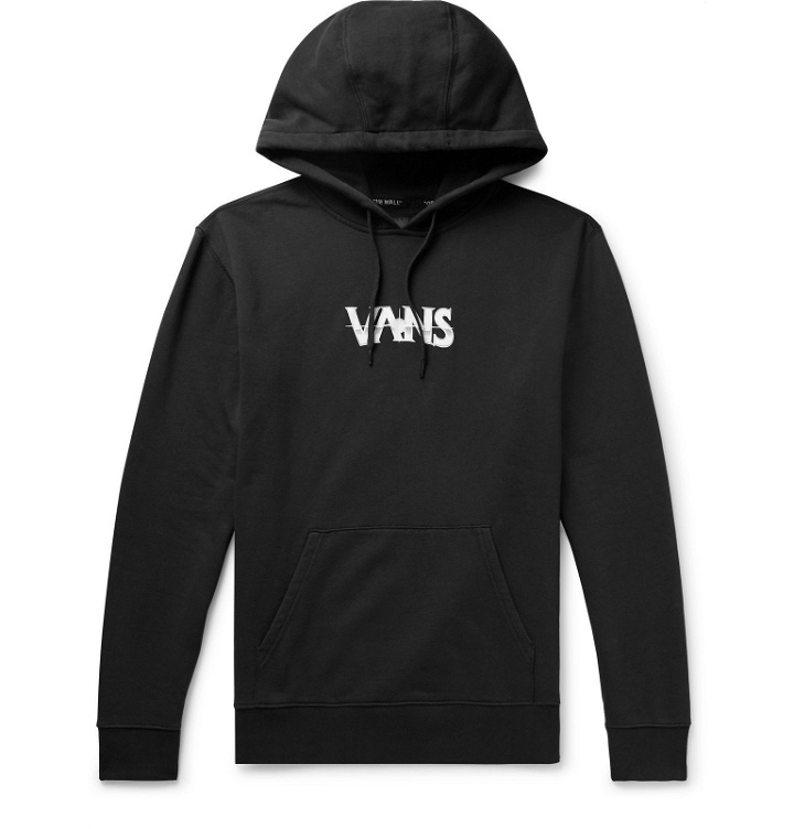 Photo: Vans - Dark Times Logo-Print Fleece-Back Cotton-Blend Jersey Hoodie - Black