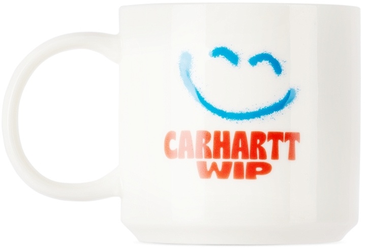 Photo: Carhartt Work In Progress White Happy Script Mug, 12 oz