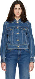 BALMAIN Blue Cropped Denim Jacket