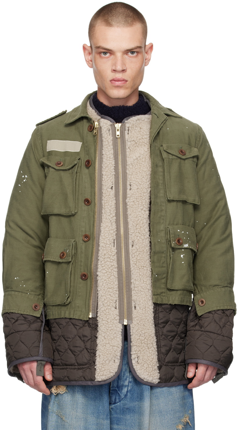 ジャケット・アウター kolor Layered design short coat kolor Green Layered Jacket Kolor