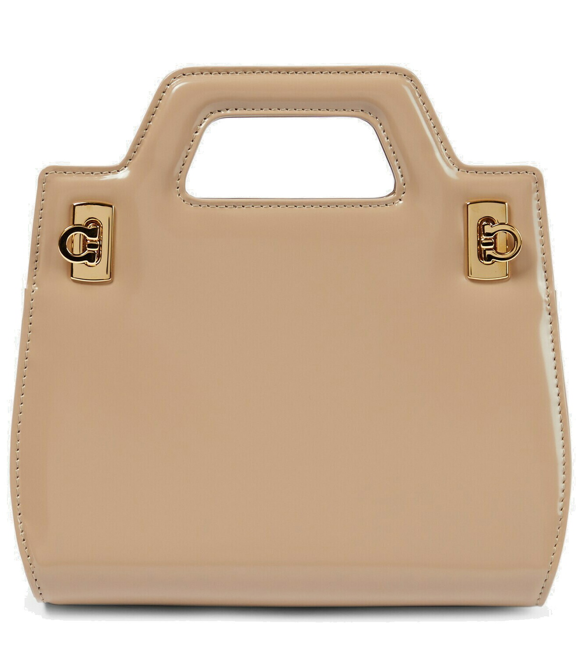トートバッグ SALVATORE FERRAGAMO MINI TOTEBAG Salvatore Ferragamo Blue/White Saffiano Leather Mini Batik