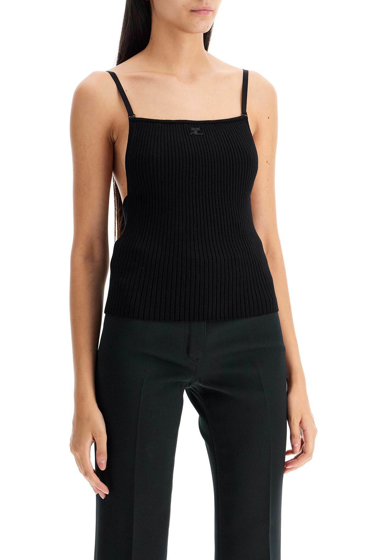 COURREGES ribbed sleeveless top with Black Courreges