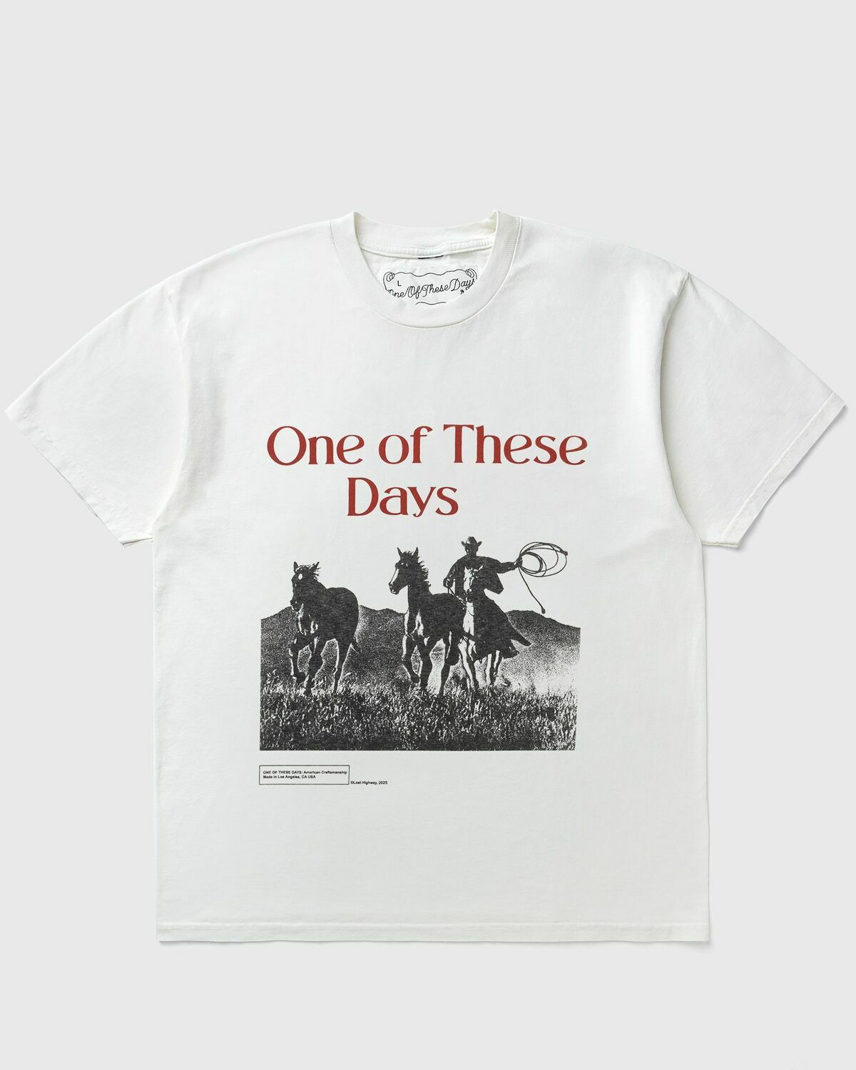 One of these Days ACROSS THE PLAINS TSHIRT White Mens Shortsleefe
