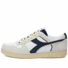 Diadora Men's Magic Basket Low Suede Leather Sneakers in White/Blue