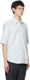 Thom Browne Blue & White Stripe 4-Bar Shirt