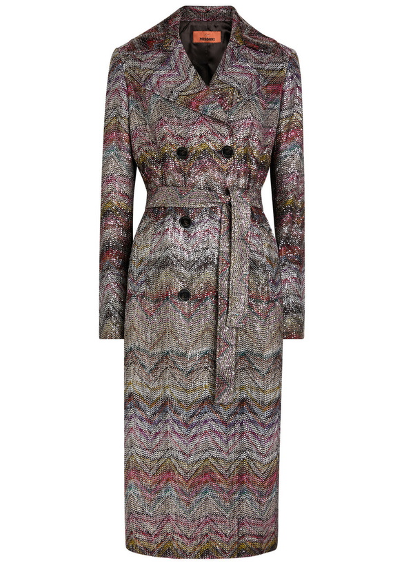 Photo: Missoni Embellished Zigzag-intarsia Trench Coat Multicoloured