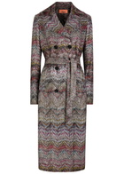 Missoni Embellished Zigzag-intarsia Trench Coat Multicoloured