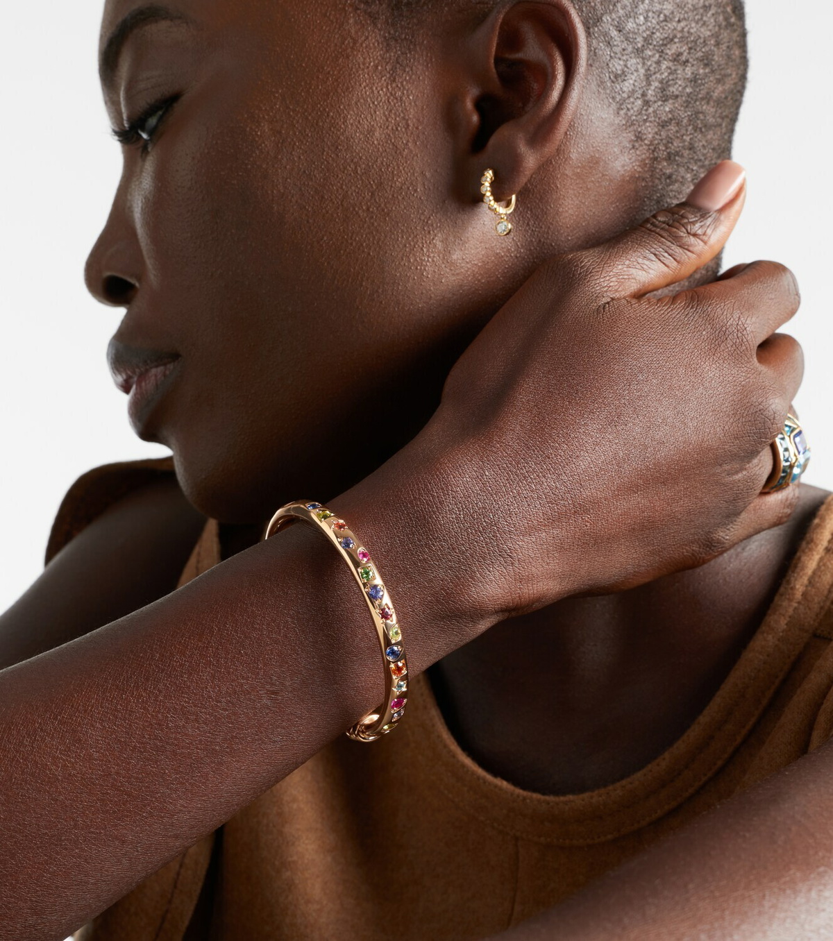 Pomellato Iconica 18kt rose gold bangle with gemstones