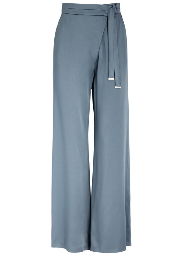 Photo: Herno Wrap-effect Satin Trousers Blue